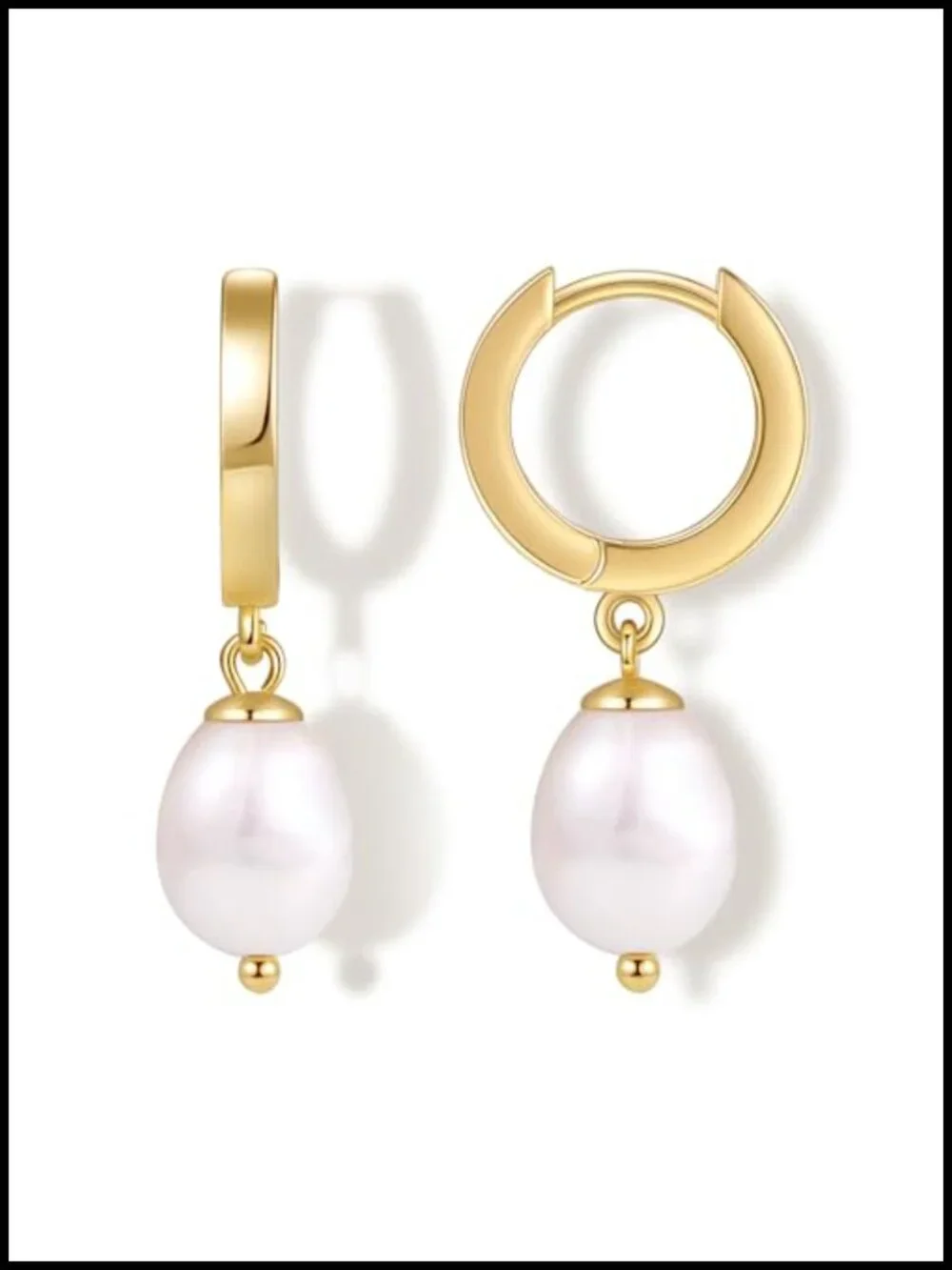 14K Gold Plated Pearl Drop Earrings for Women, Hypoallergenic Dangle Earrings